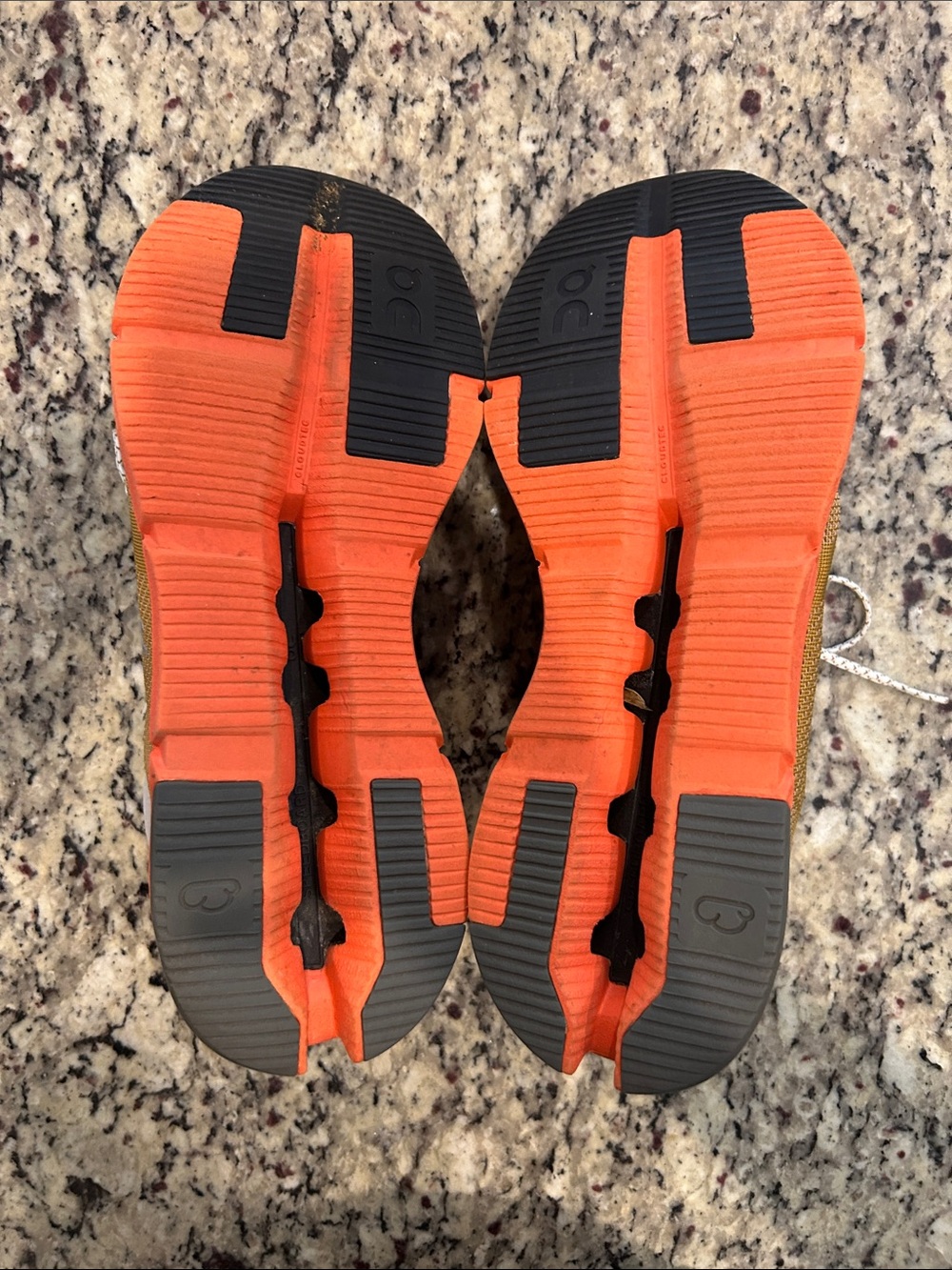 On Running Men’s Sneakers — Gold Upper with Orange Sole - Picture 6 of 8